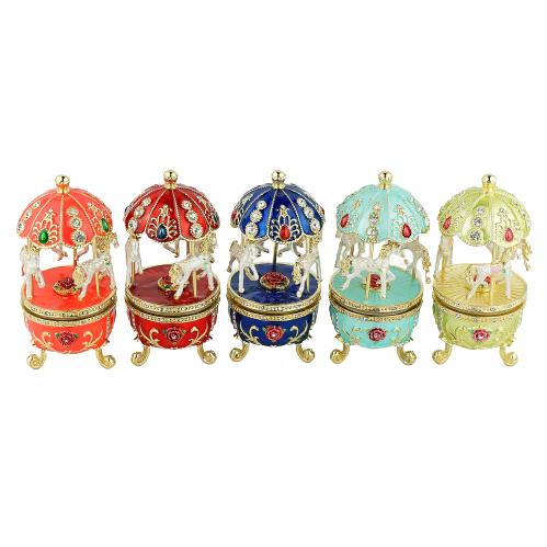 Faberge Egg Carousel Music Box Set (5 Colors)