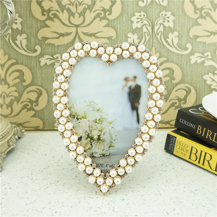 Heart Pearl and Crystal Wedding Photo Frame