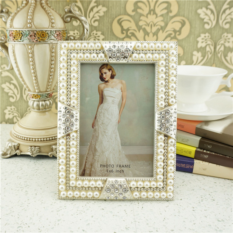Geometric Pearl and Crystal Photo Frame