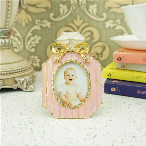 Pink Bow Rhinestone Baby Photo Frame