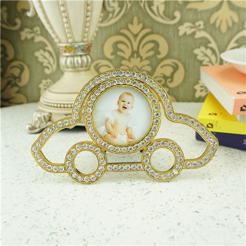Gold Car Rhinestone Baby Photo Frame