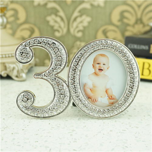 Silver Crystal Number 30 Milestone Photo Frame