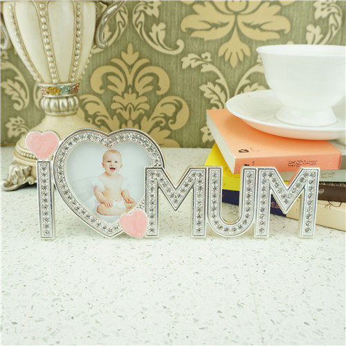 Silver I Love Mum Heart Photo Frame