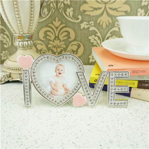 Silver LOVE Pink Heart Photo Frame