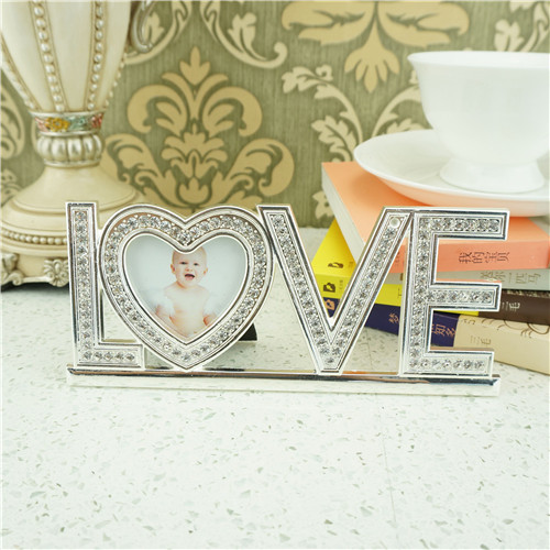 Silver LOVE Heart Rhinestone Photo Frame