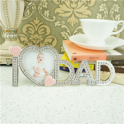 Silver I Love Dad Heart Photo Frame