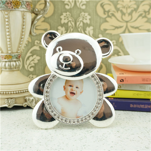 Silver Teddy Bear Baby Photo Frame