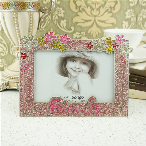 Pink Glitter Flower Photo Frame