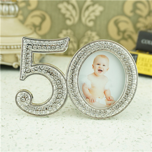 Silver Crystal Number 50 Milestone Photo Frame