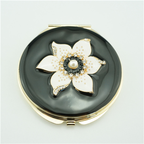 Crystal Enamel Blossom Round Compact Mirror - view 2