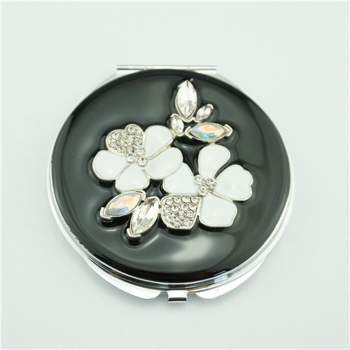 Jeweled Floral Cluster Enamel Compact Mirror - view 2