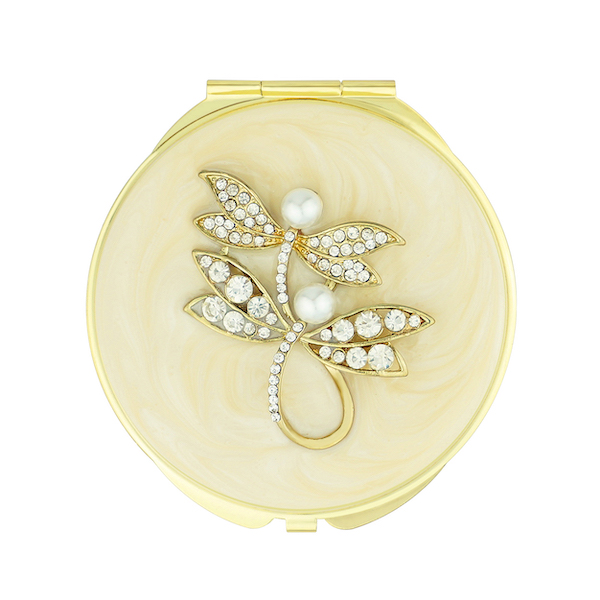 Crystal Butterfly Jeweled Compact Mirror - view 2