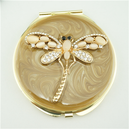 Pearl Dragonfly Jeweled Compact Mirror - view 2
