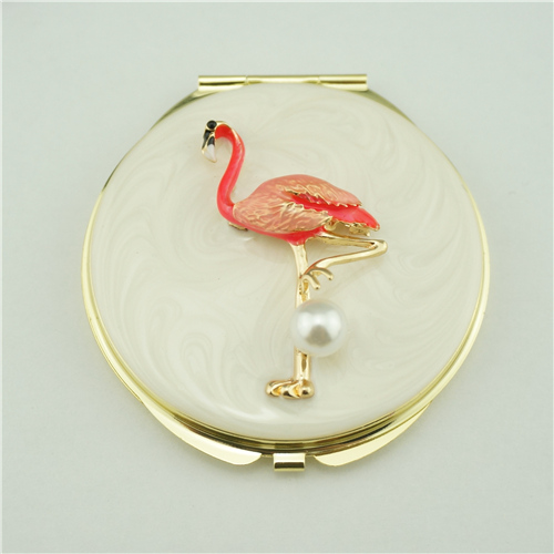 Pink Flamingo Enamel Compact Mirror - view 2