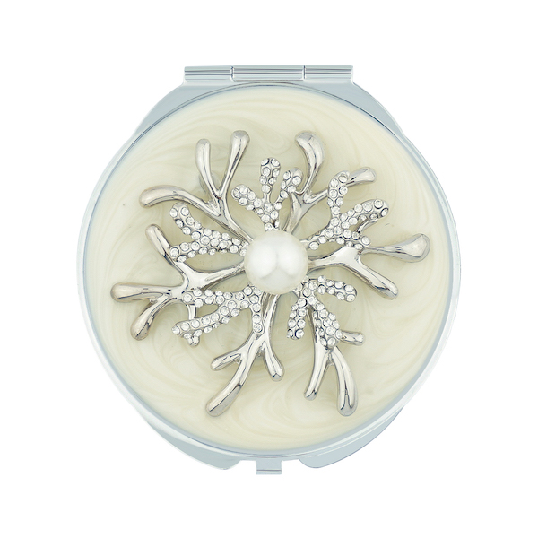 Pearl Coral Branch Jeweled Compact Mirror - view 2