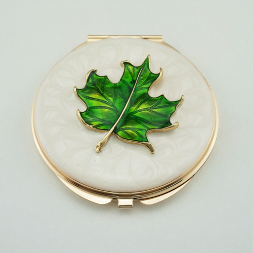 Autumn Maple Leaf Enamel Compact Mirror - view 3