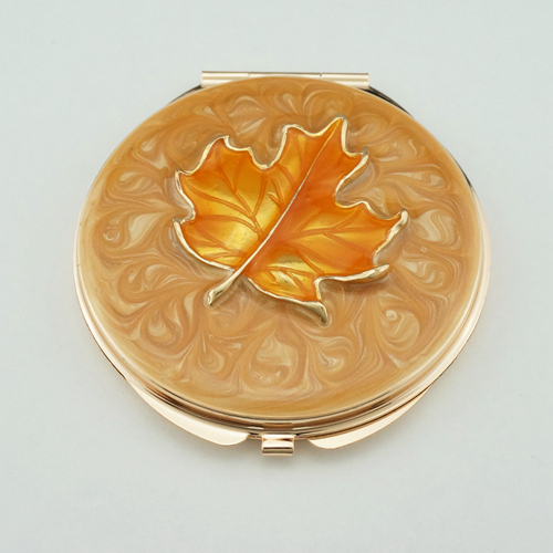 Autumn Maple Leaf Enamel Compact Mirror - view 2