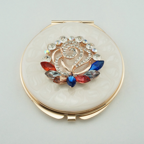 Crystal Lotus Flower Jeweled Compact Mirror - view 2