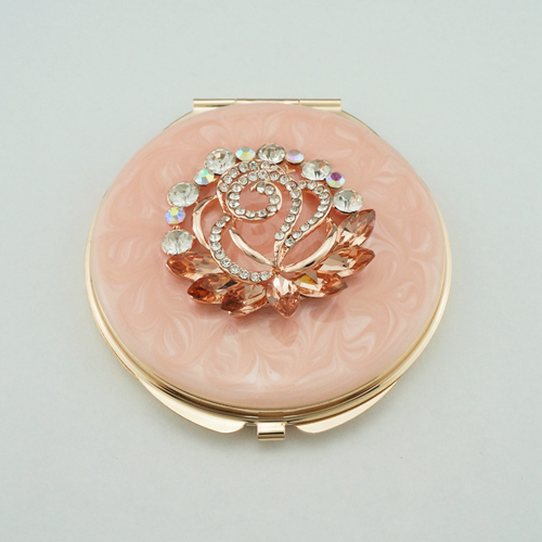 Crystal Lotus Flower Jeweled Compact Mirror - view 3