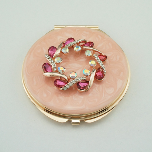Multicolor Crystal Wreath Jeweled Compact Mirror - view 3