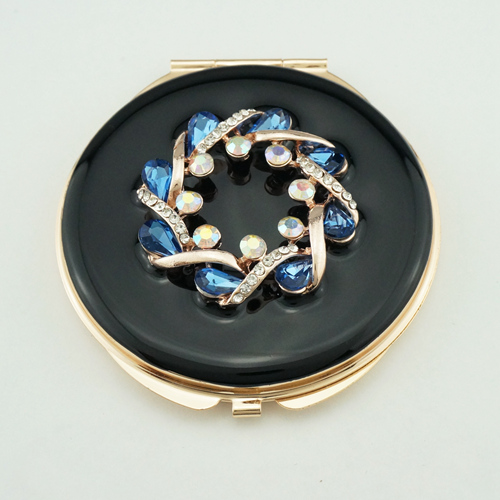 Multicolor Crystal Wreath Jeweled Compact Mirror - view 2