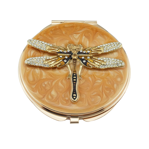 Multicolor Crystal Dragonfly Jeweled Compact Mirror - view 2