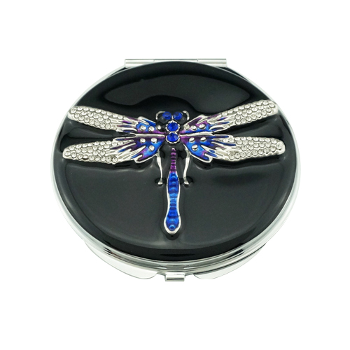 Multicolor Crystal Dragonfly Jeweled Compact Mirror - view 3