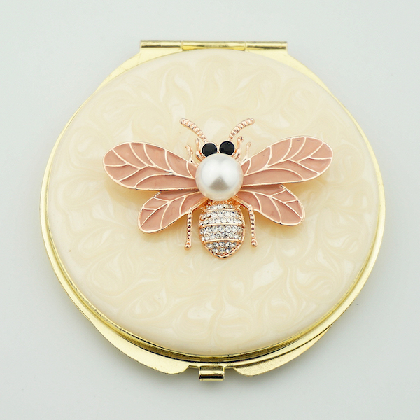Pearl Bee Enamel Compact Mirror - view 2