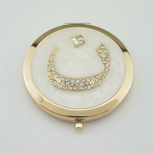 Gold Arabic Initial Crystal Compact Mirror - view 2