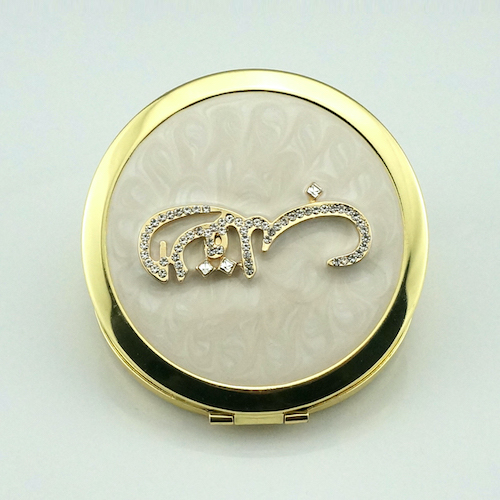 Custom Arabic Calligraphy Crystal Compact Mirror - view 2