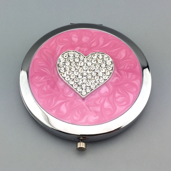 Pink Heart Enamel Compact Mirror - view 4