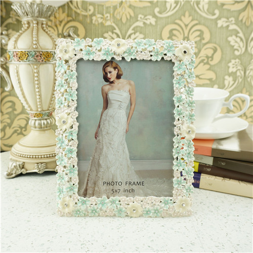 Mint Green Enamel Floral Photo Frame