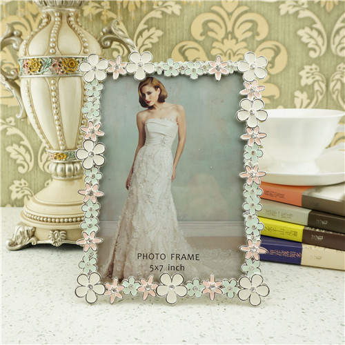 Mint & Pink Enamel Blossom Photo Frame