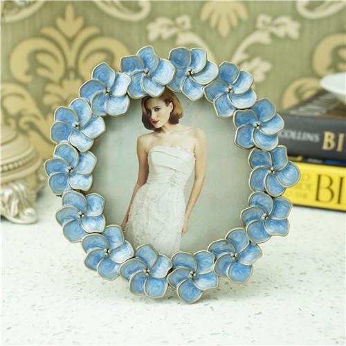 Blue Enamel Hydrangea Round Photo Frame - view 1