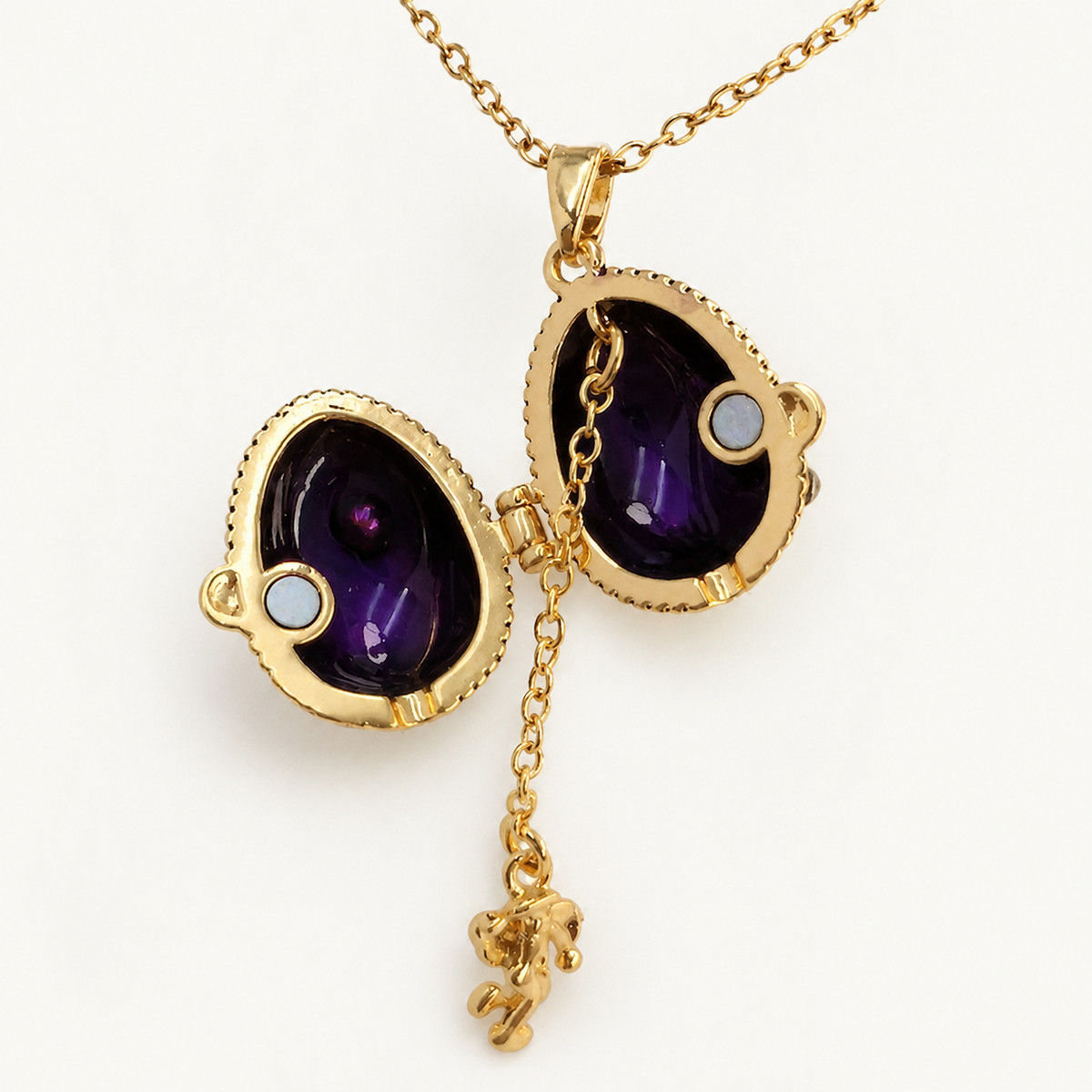 Floral Crystal Enamel Faberge Egg Locket Pendant - view 6