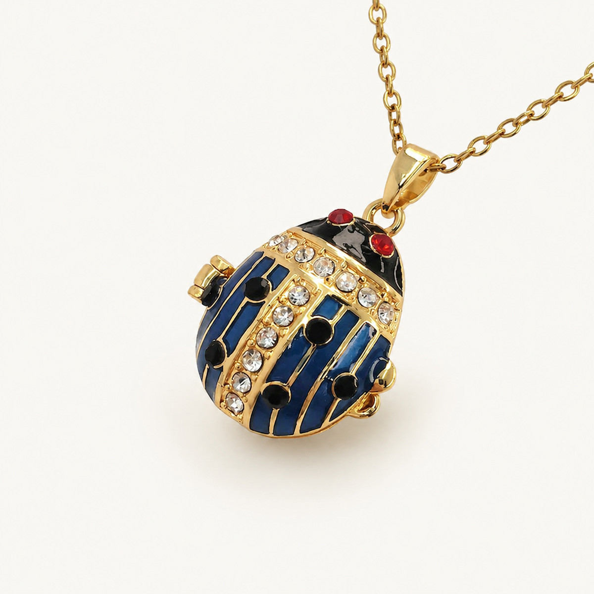 Ladybug Crystal Enamel Egg Locket Pendant - view 8