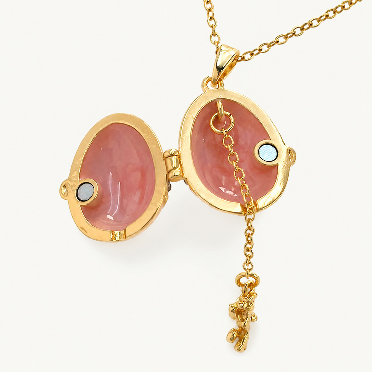 Crystal Band Enamel Faberge Egg Locket Pendant - view 5