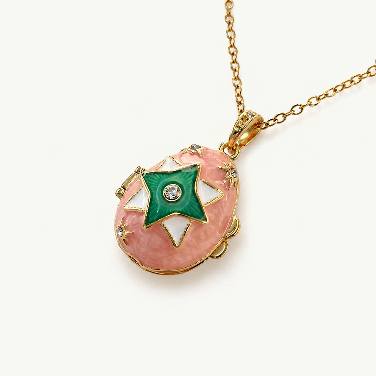 Star Emblem Enamel Faberge Egg Locket Pendant - view 3