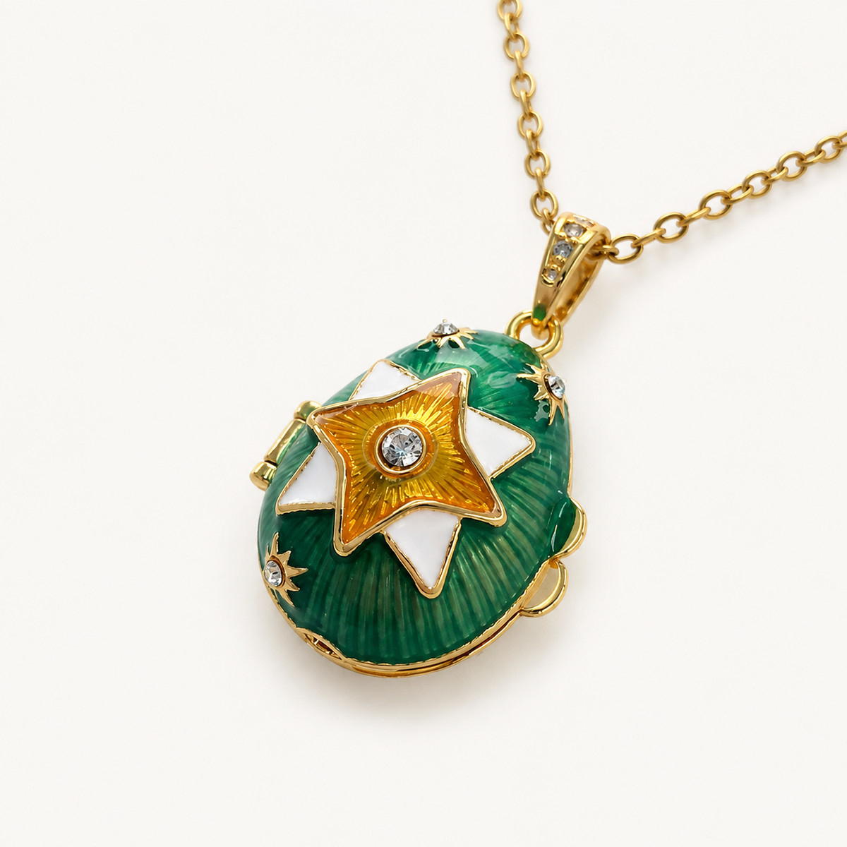 Star Emblem Enamel Faberge Egg Locket Pendant - view 5