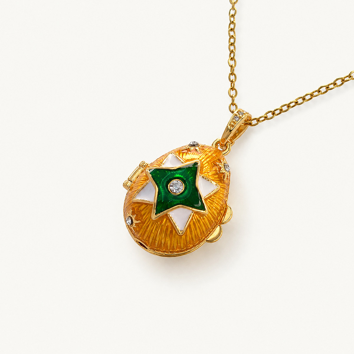 Star Emblem Enamel Faberge Egg Locket Pendant - view 4