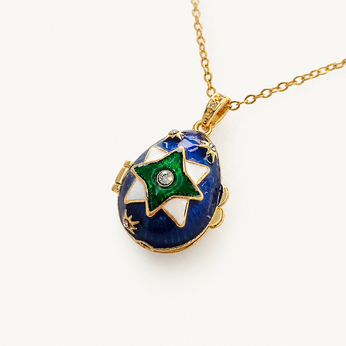 Star Emblem Enamel Faberge Egg Locket Pendant - view 6