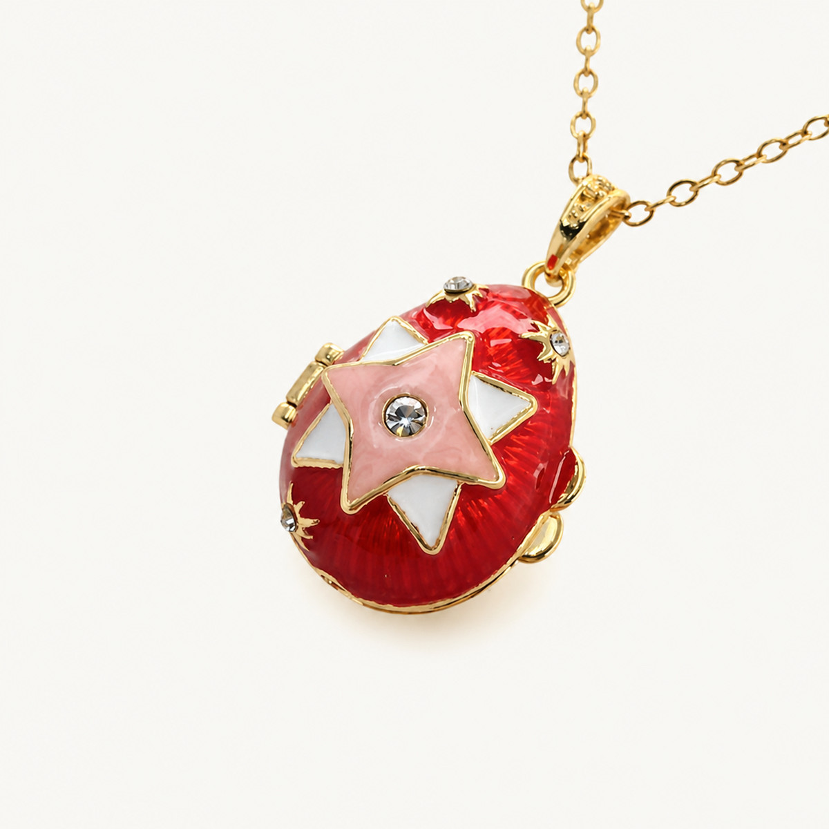 Star Emblem Enamel Faberge Egg Locket Pendant - view 7