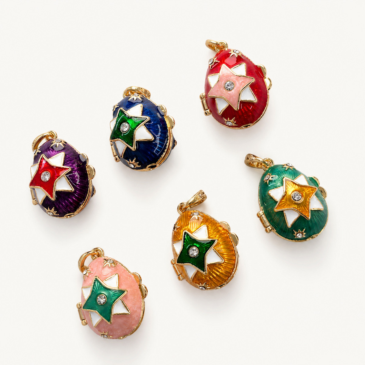 Star Emblem Enamel Faberge Egg Locket Pendant - view 10