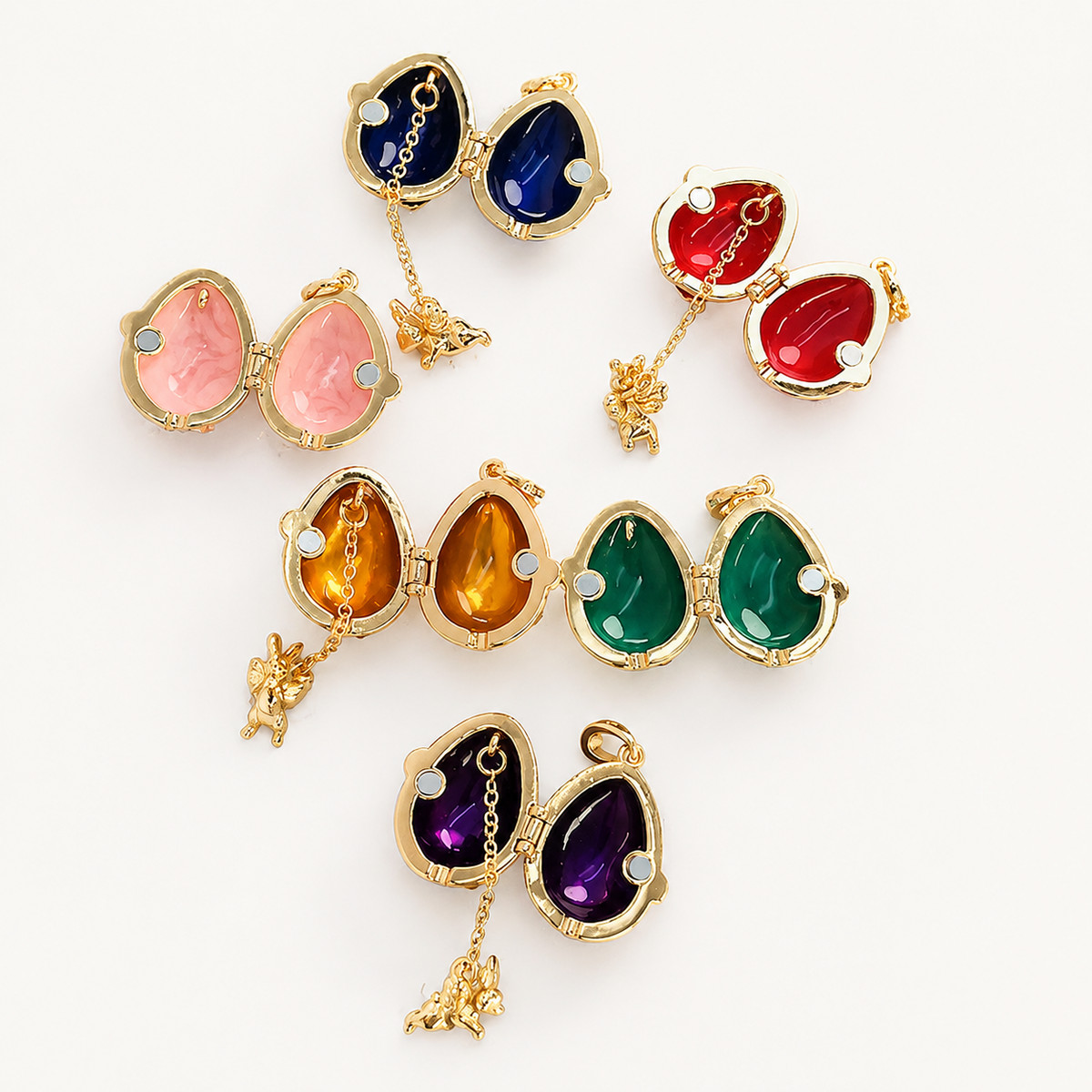 Star Emblem Enamel Faberge Egg Locket Pendant - view 11