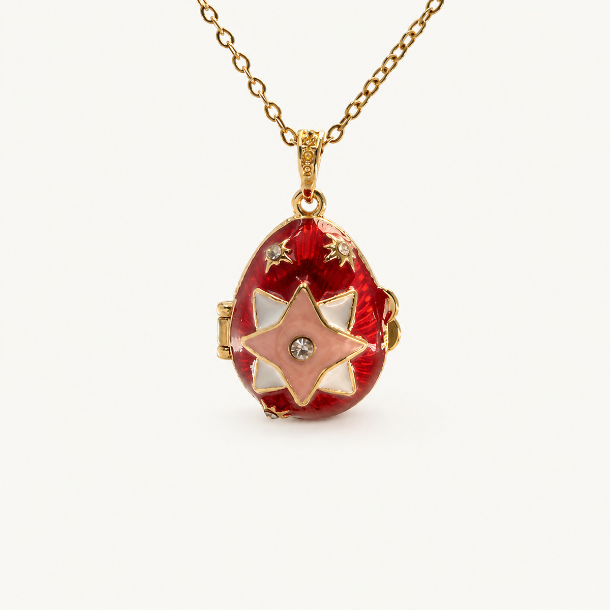 Star Emblem Enamel Faberge Egg Locket Pendant - view 9