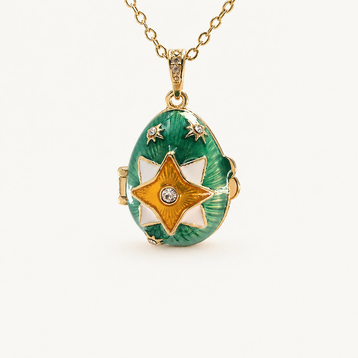 Star Emblem Enamel Faberge Egg Locket Pendant - view 8