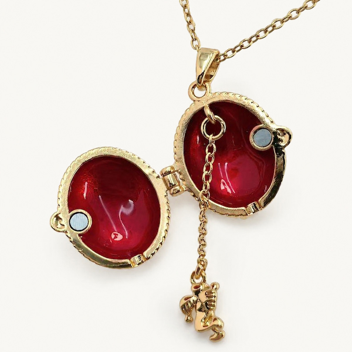 Floral Cap Enamel Faberge Egg Locket Pendant - view 8