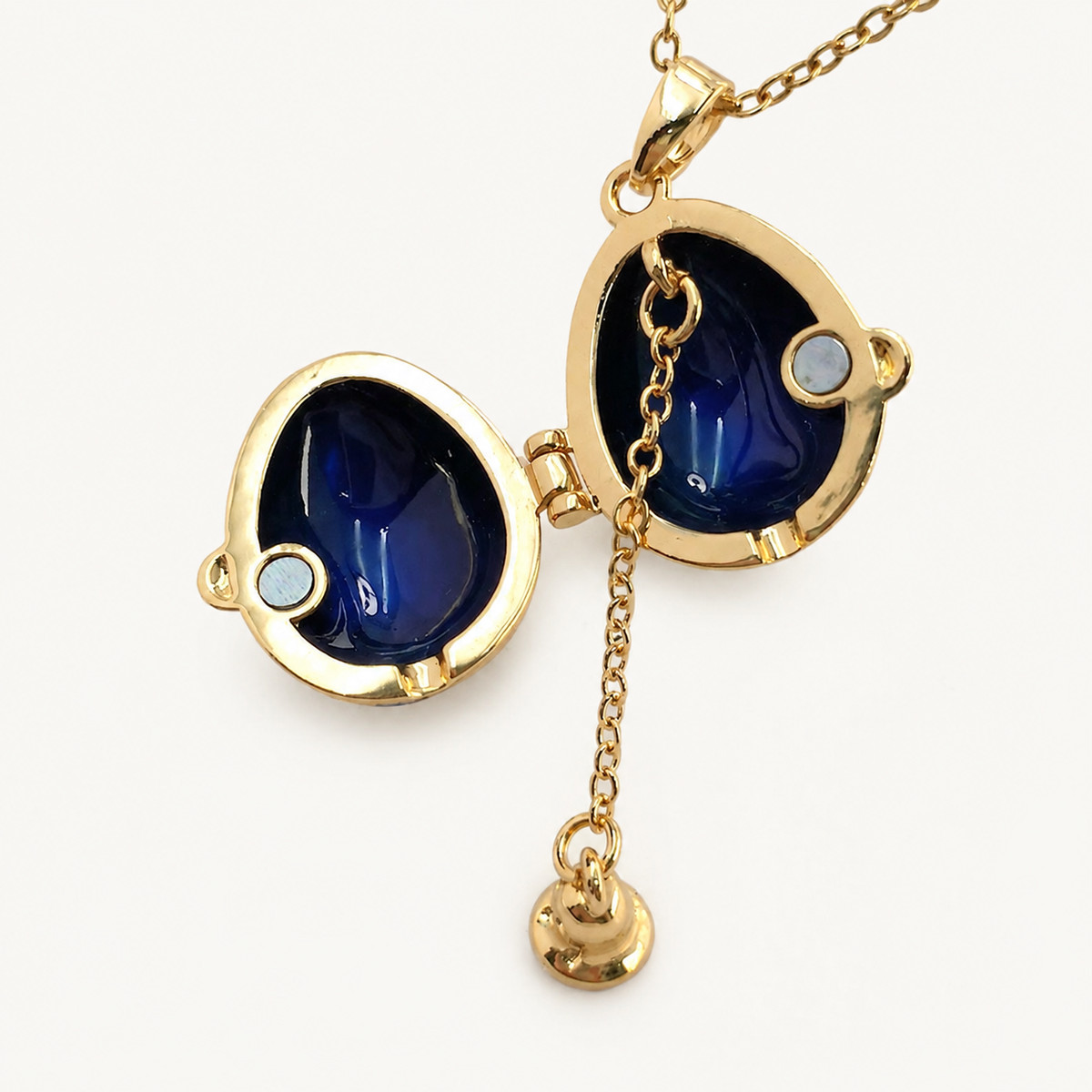 Crystal Cross Enamel Faberge Egg Locket Pendant - view 5