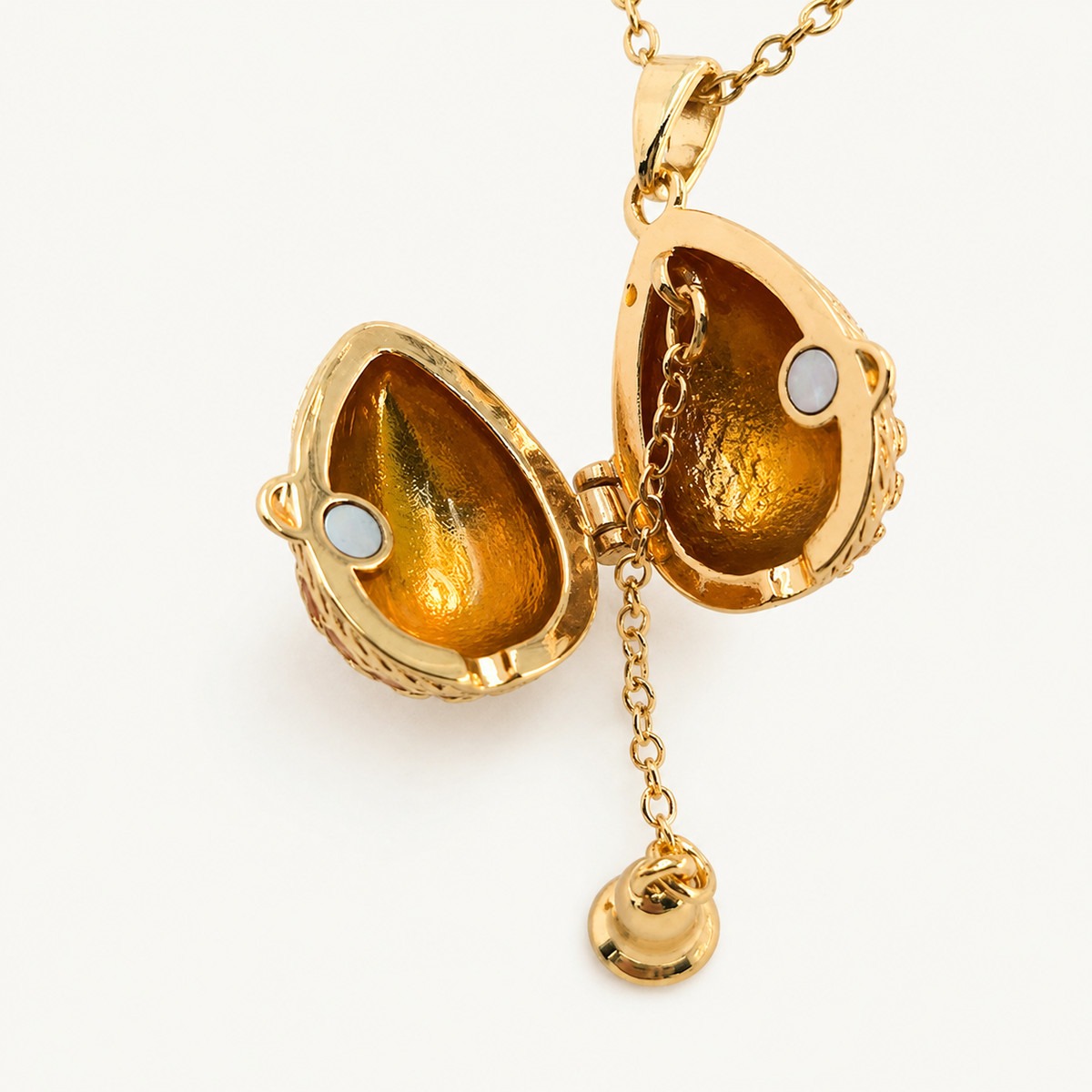 Crystal Cross Enamel Faberge Egg Locket Pendant - view 7