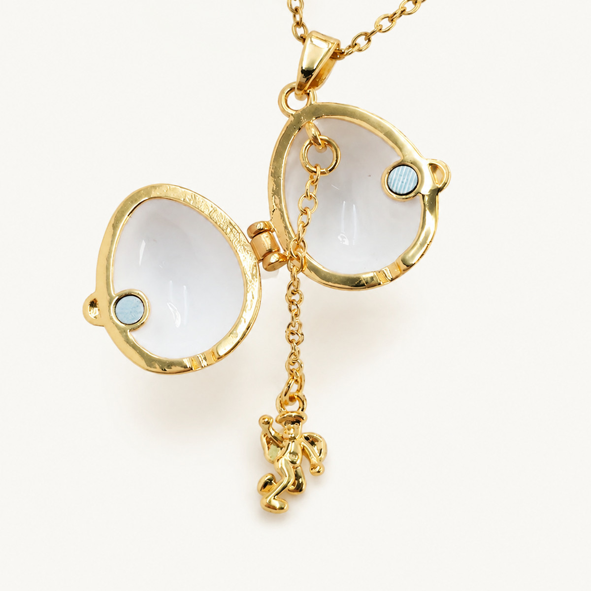 Floral Petal Enamel Faberge Egg Locket Pendant - view 3